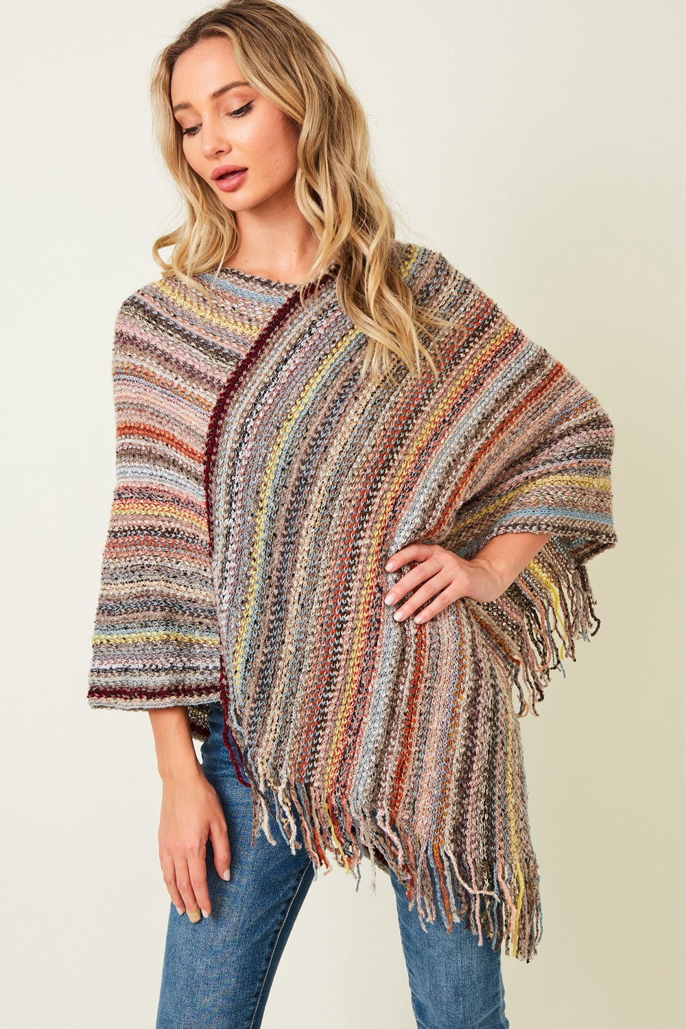 Multi Color Poncho Sweater