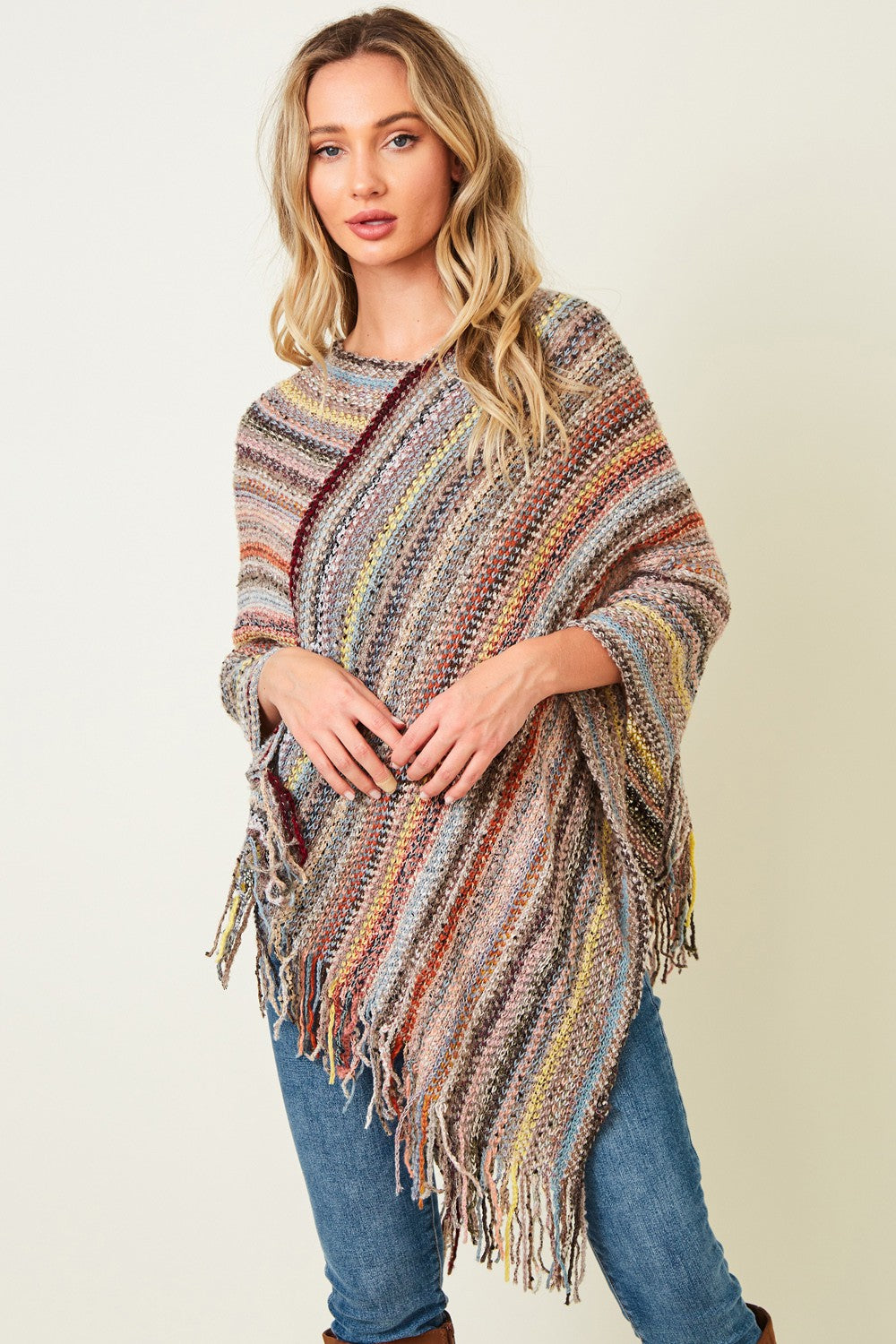 Multi Color Poncho Sweater