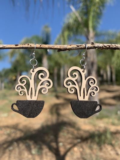 Wooden Coffee Cup Earrings