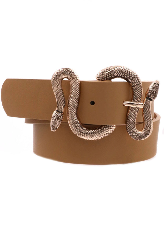 Snake Buckle Leather Belt