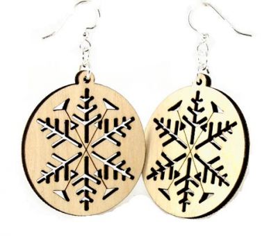 Cutout Snowflake Wooden Earrings