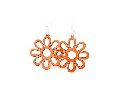Wooden Tangerine Flower Earrings