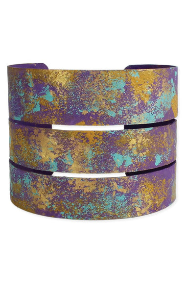 Purple and Teal Splatter Paint Cuff Bracelet