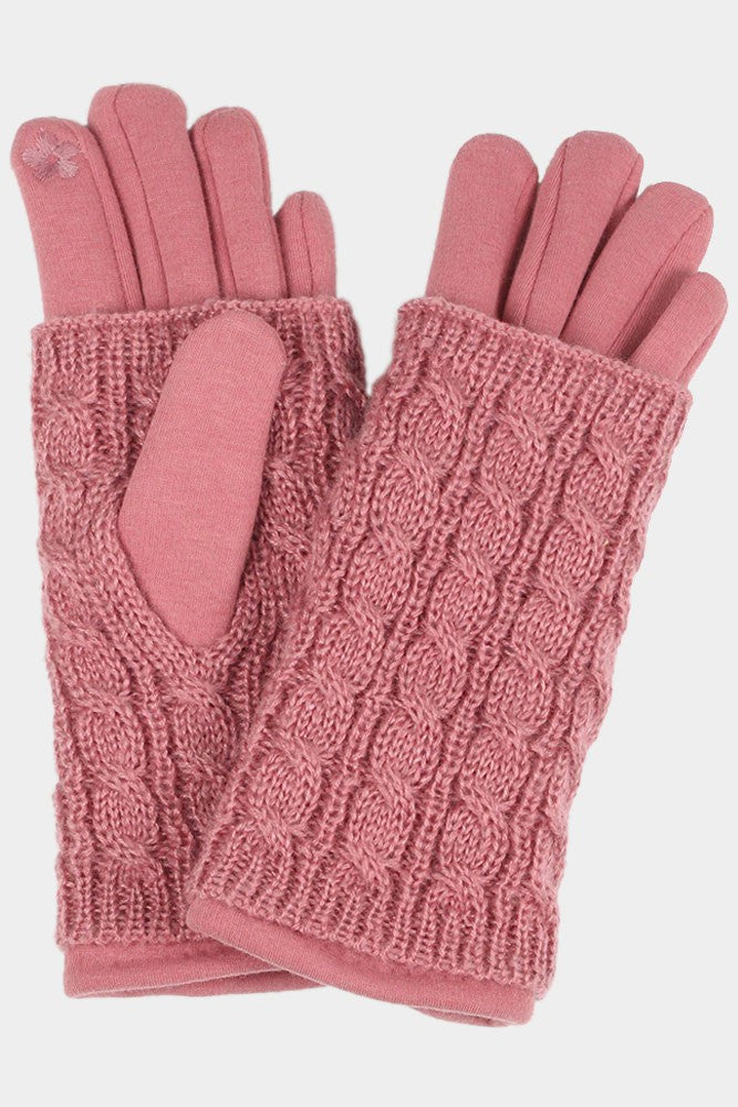 3 in 1 Cable Knit Gloves