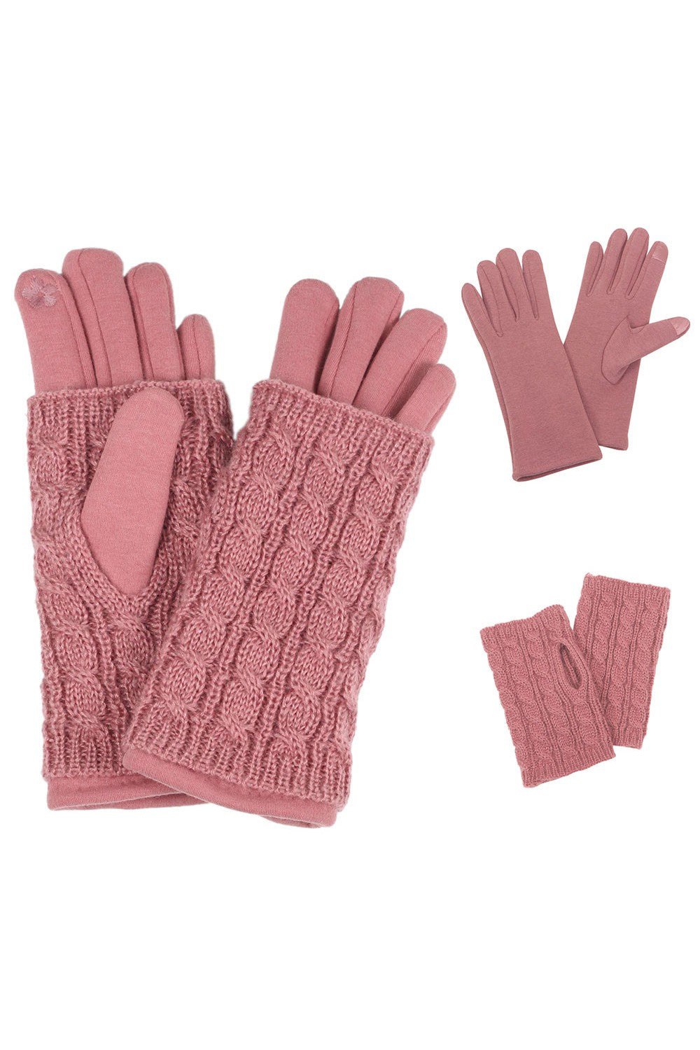 3 in 1 Cable Knit Gloves