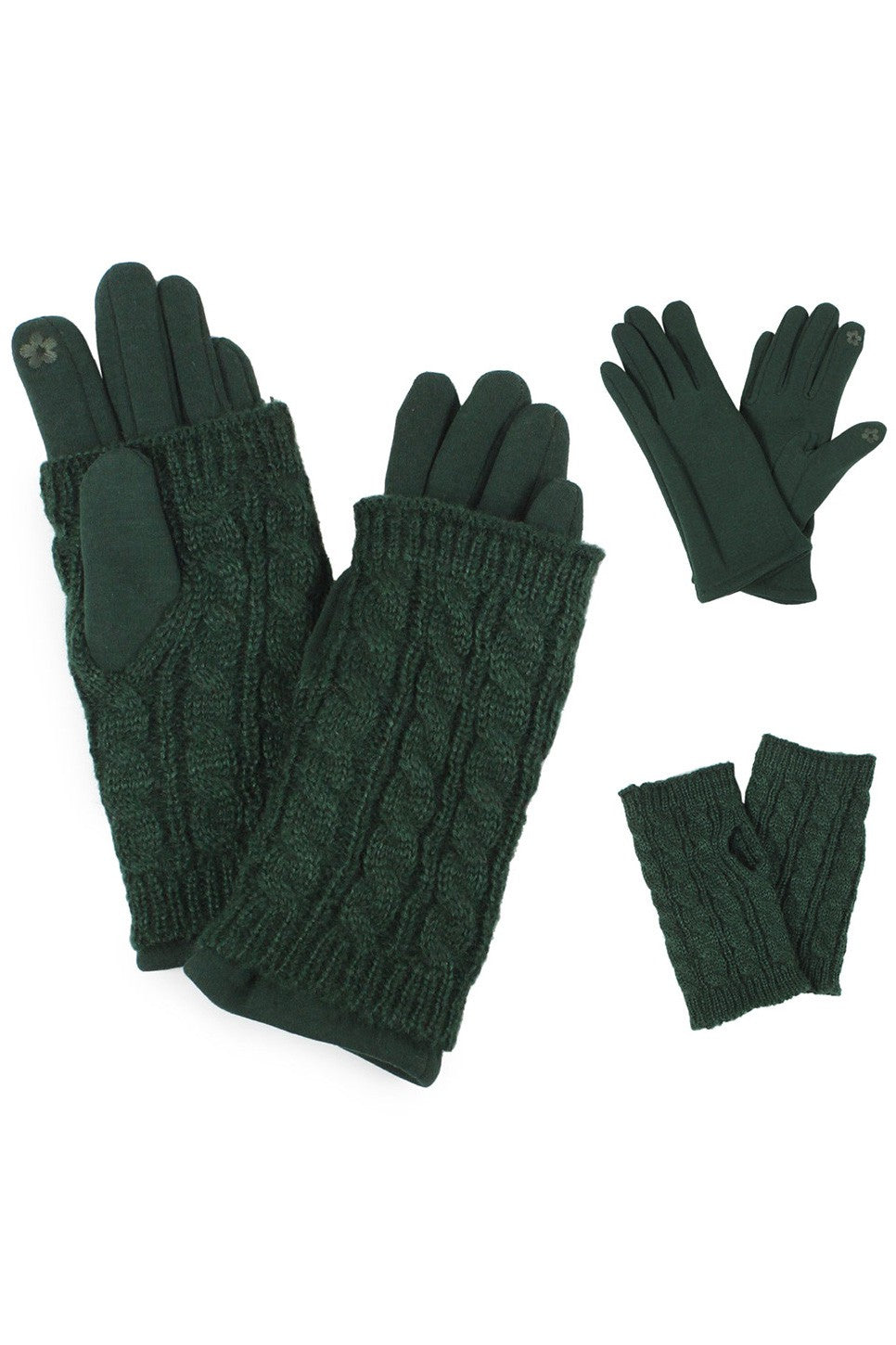 3 in 1 Cable Knit Gloves