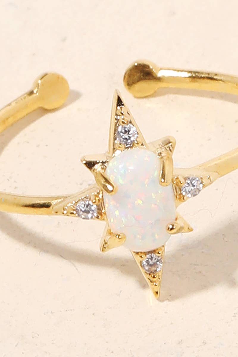 Opal Diamond Star Adjustable Ring