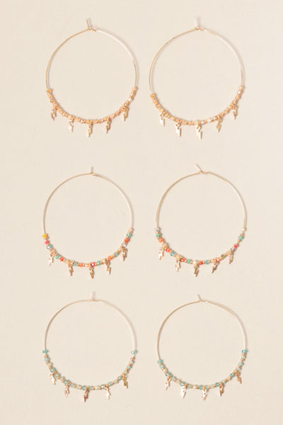 Bolt & Star Drop Hoop Earrings