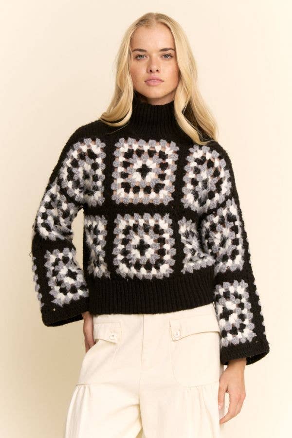Granny Square Turtleneck Sweater