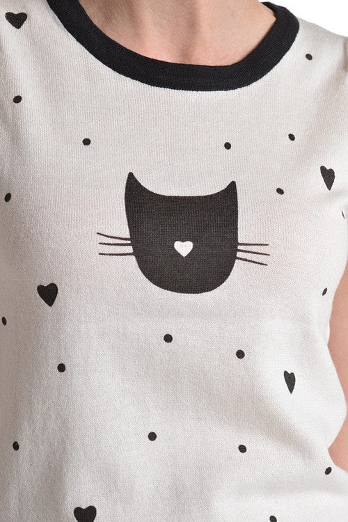 Kitty Heart Sweater Top