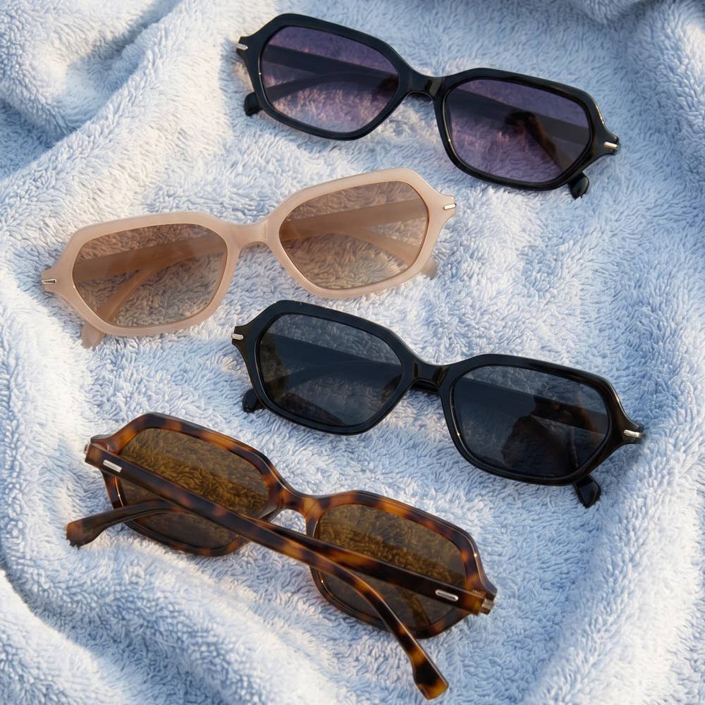 Faceted Hexagon Frame Sunglasses