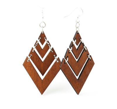 Wooden Fountain Pyramid Earrings