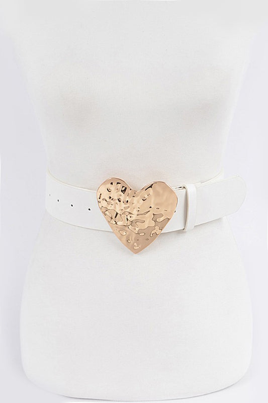 Hammered Heart Shape Buckle Belt