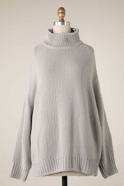 Mock Neck Cable Knit Sweater