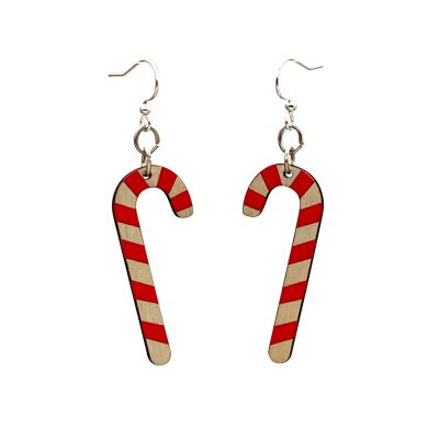 Wooden Candy Cane Earrings