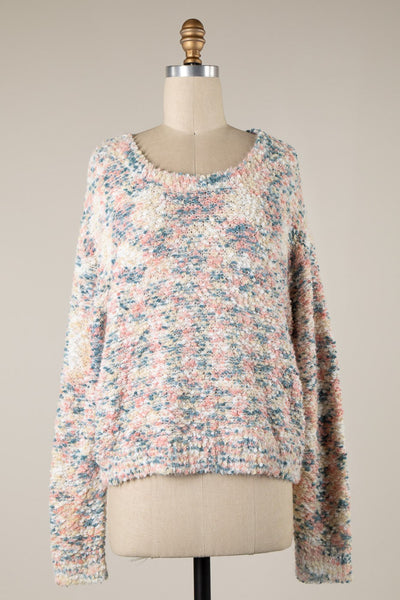 Multicolor Popcorn Knit Sweater