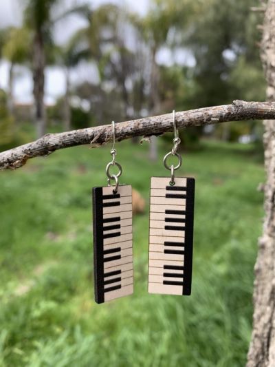 Wooden Piano Key Earrings