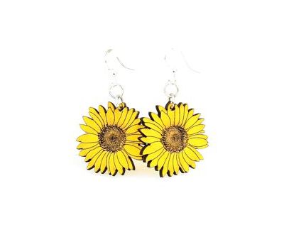 Detailed Wooden Sunflower Earrings