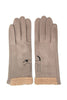 Suede Dog Embroidered Gloves