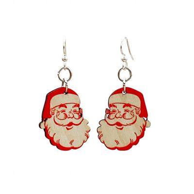 Wooden Santa Claus Earrings