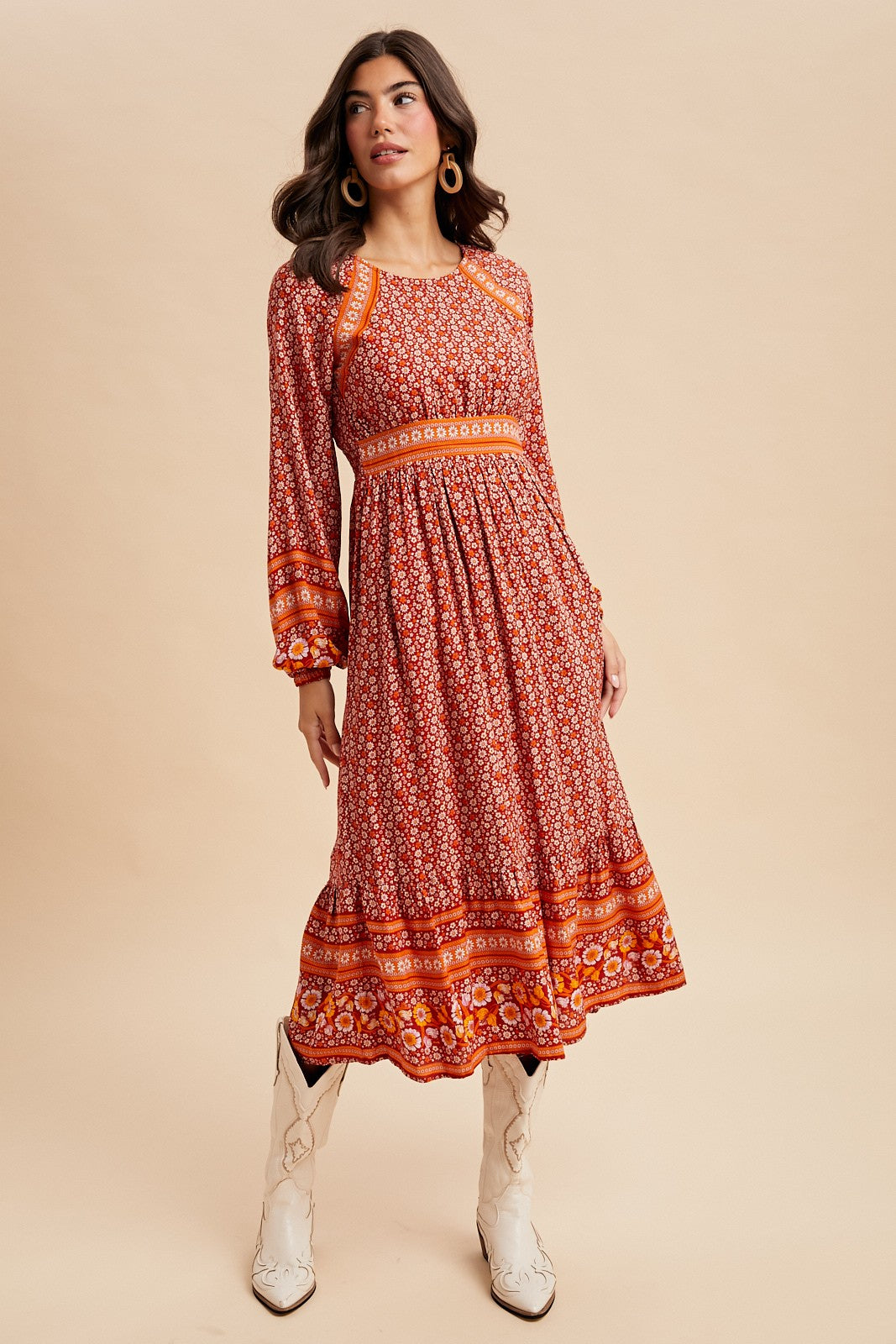Floral Print Boho Midi Dress
