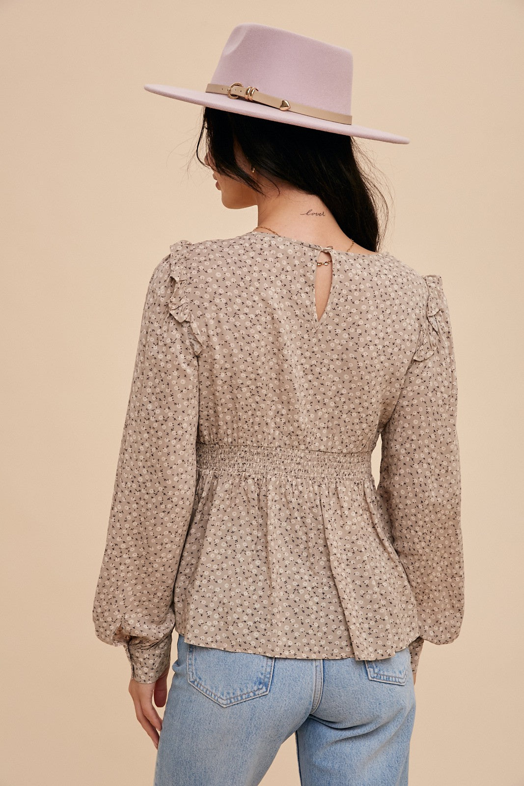 Ditsy Floral V Neck Lace Blouse