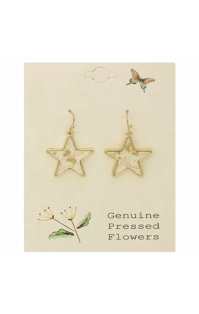 Dried Flower Star Earrings