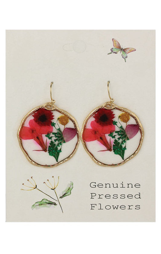 Large Circle Bouquet Dried Flower Earrings