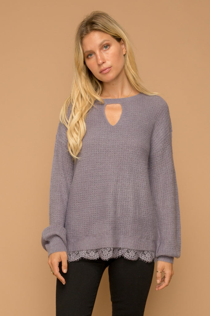 Lace Hem Eyelash Sweater