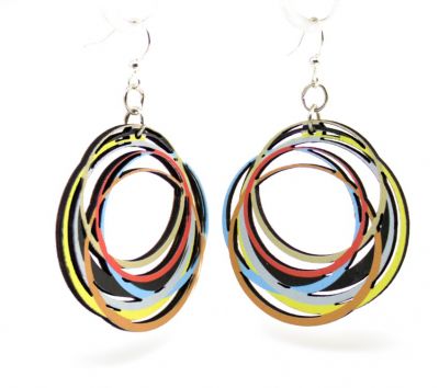 Wooden Abstract Circle Earrings