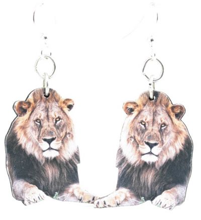 Wooden Lion Earrings