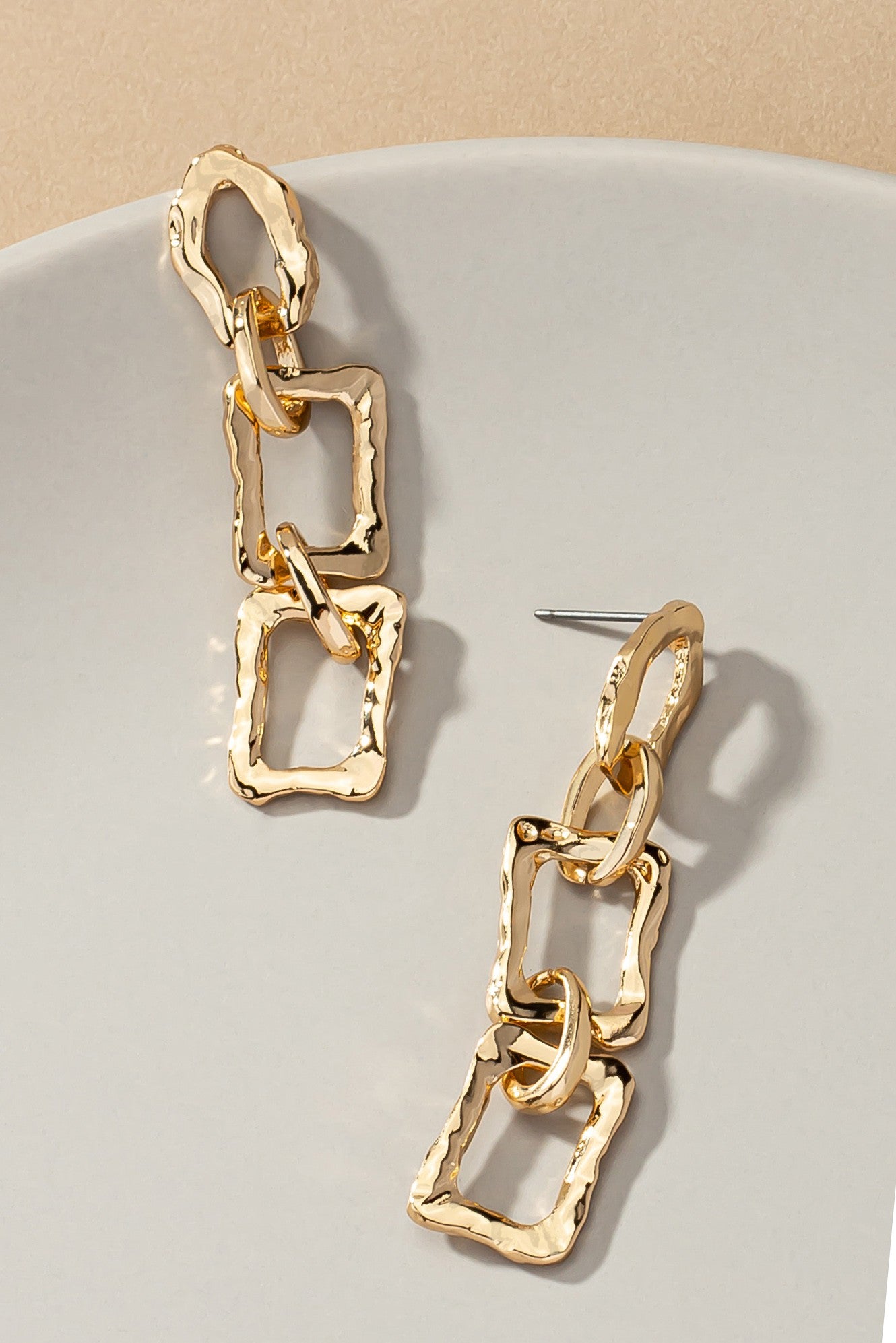 Hammered Chunky Chain Link Earrings