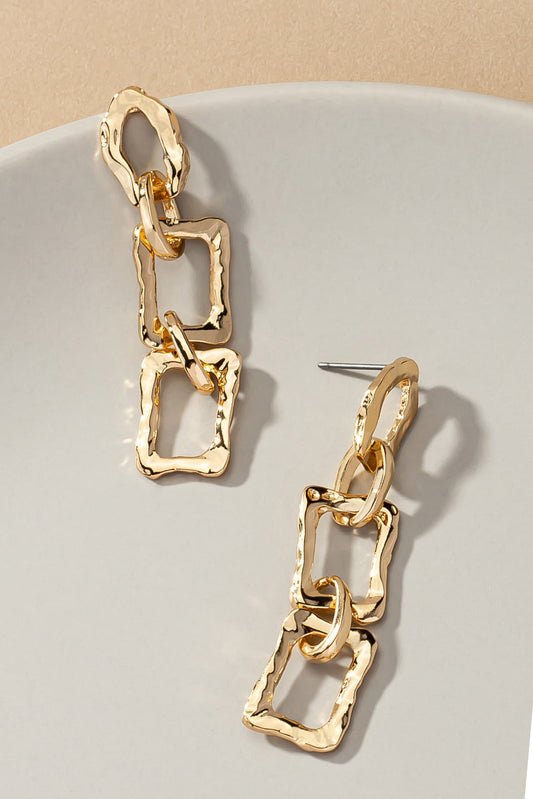 Hammered Chunky Chain Link Earrings