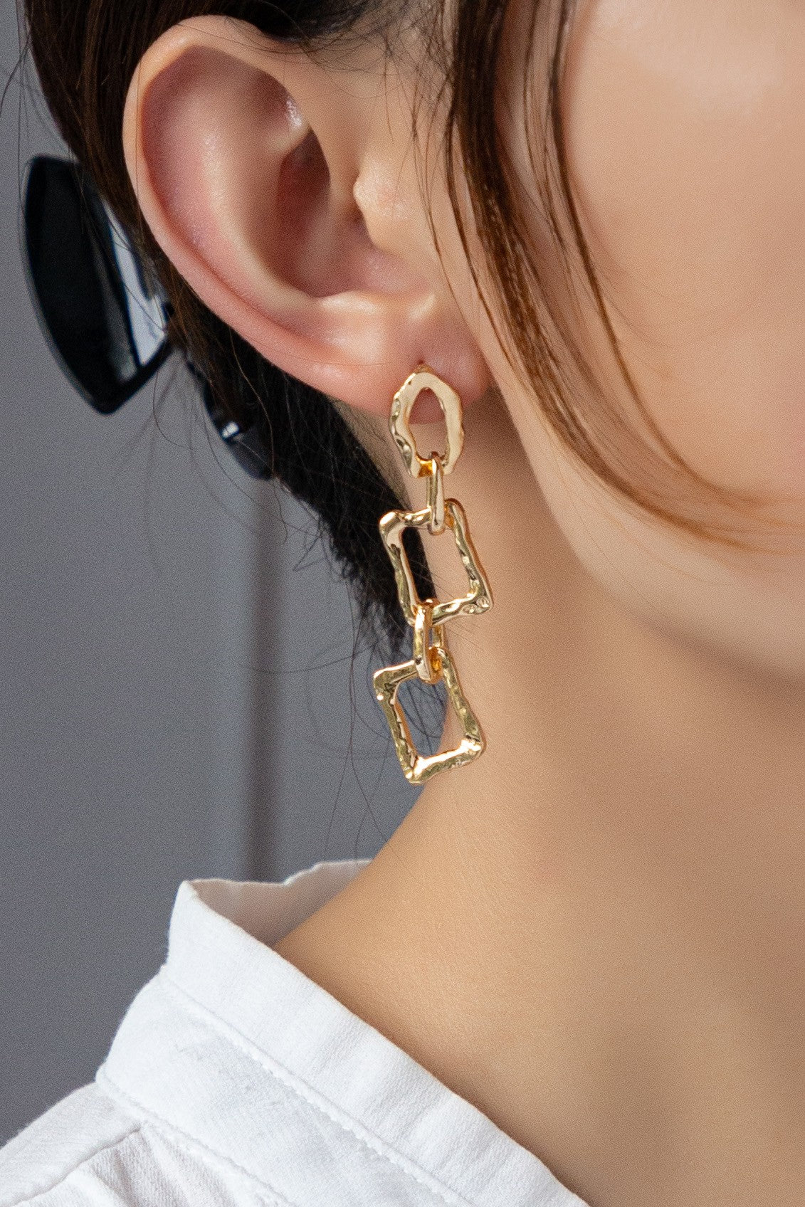 Hammered Chunky Chain Link Earrings