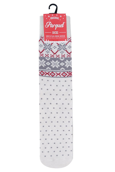 Men's White Snowflake Novelty Socks