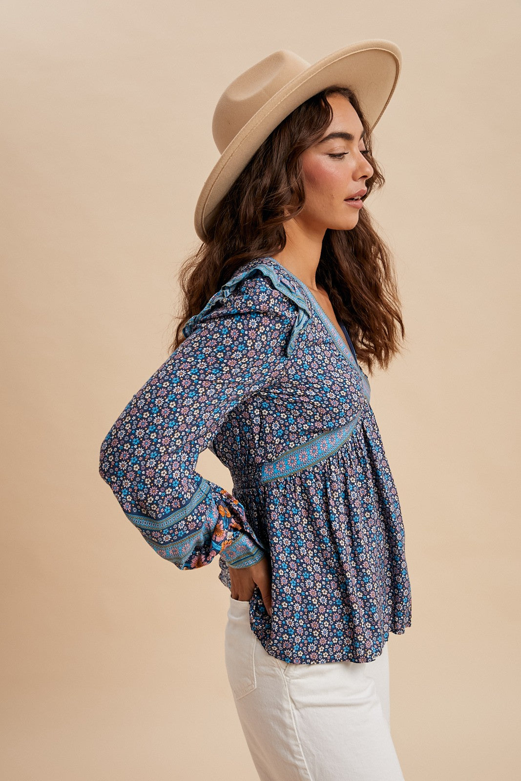 Border Print Floral Top