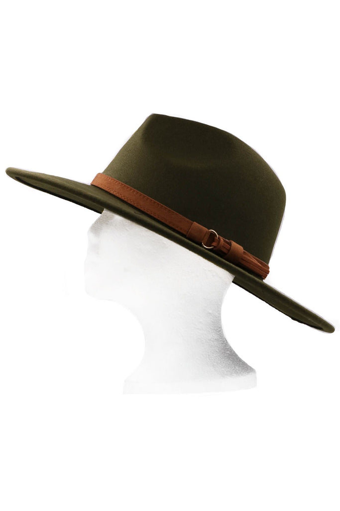 Olive Fedora w/ Faux Leather Belt