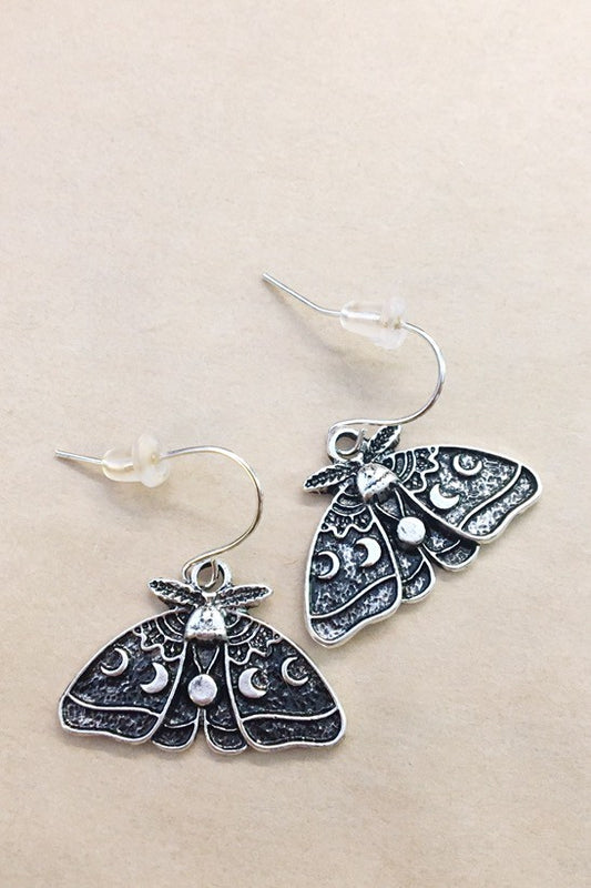 Silver Luna Moth Earrings