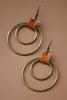 Double Circle Leather Accent Earrings