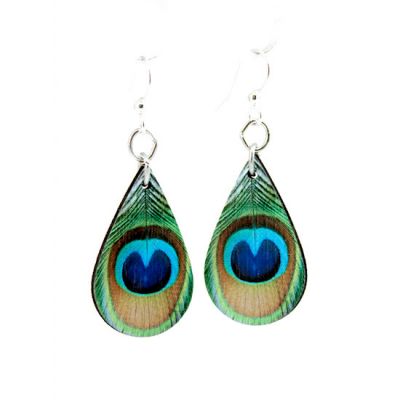 Wooden Peacock Earrings