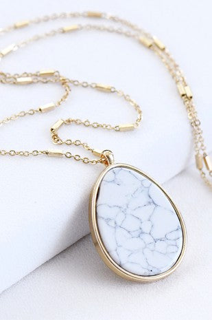 Gold Plated Natural White Stone Necklace