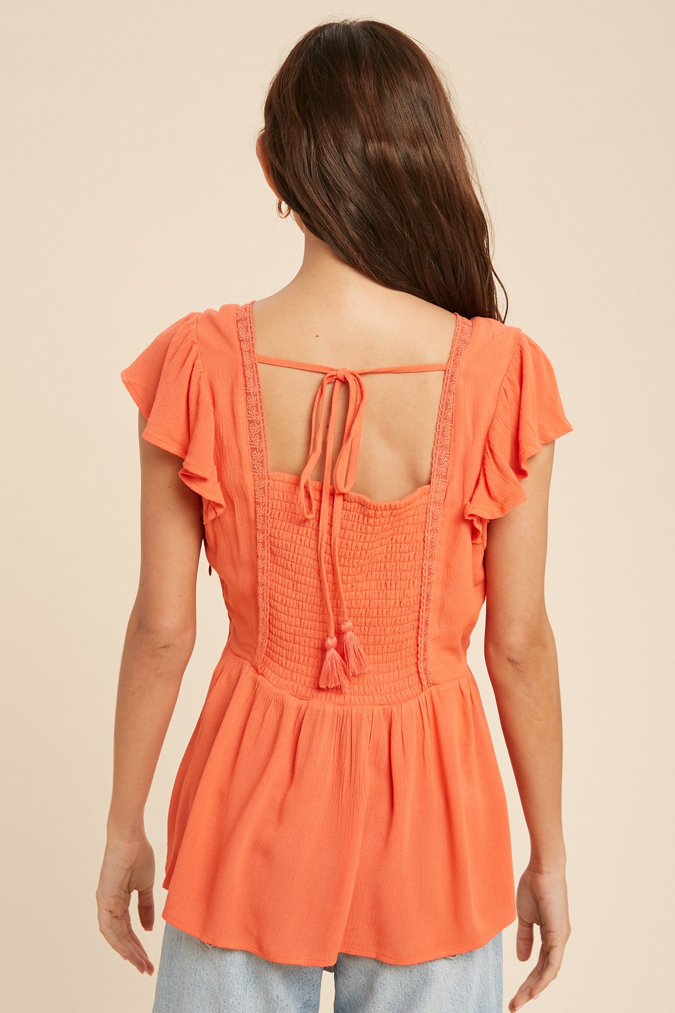Electric Coral Surplice Top
