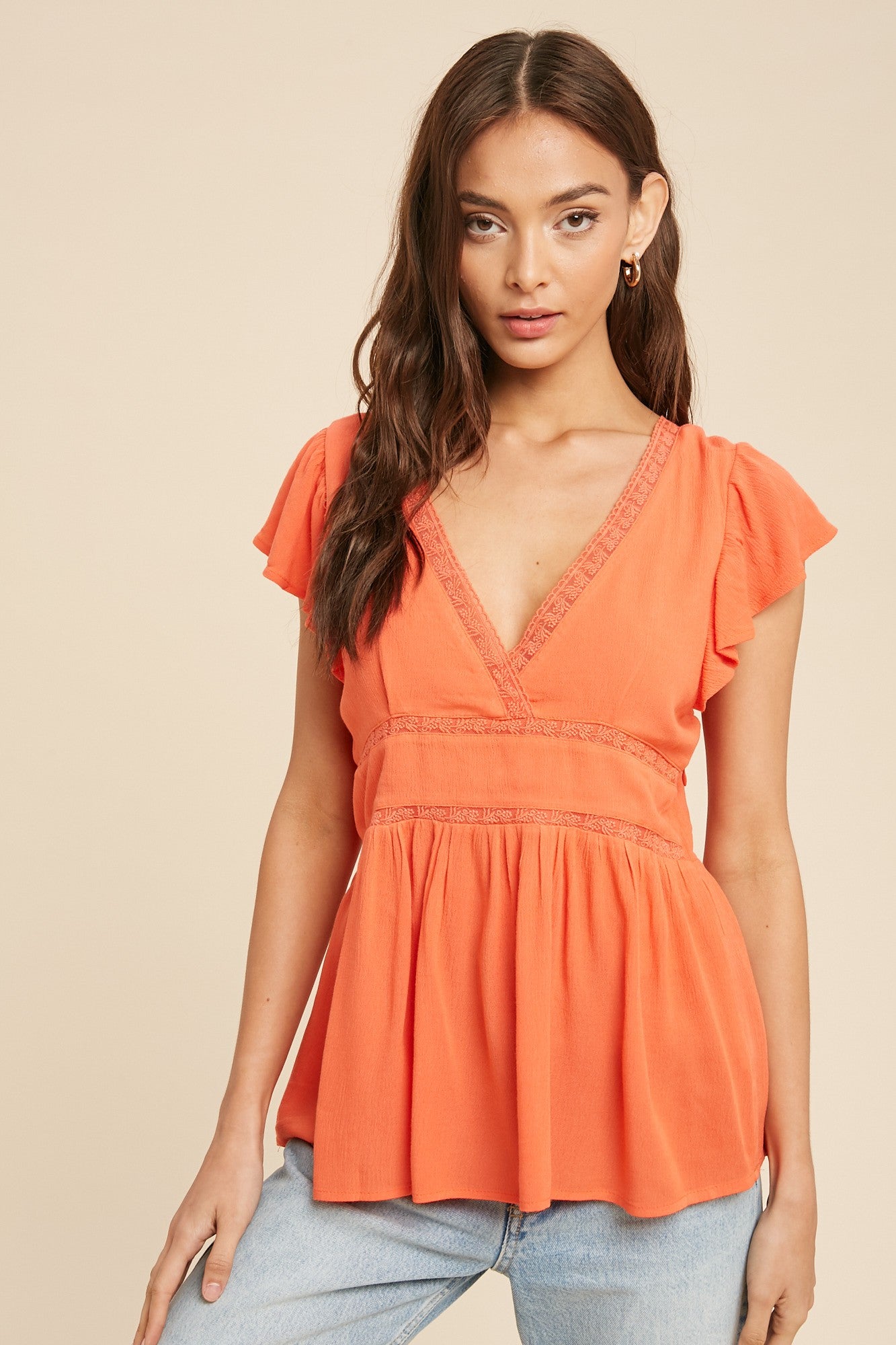 Electric Coral Surplice Top