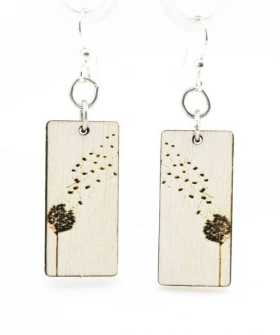 Wooden Dandelion Earrings