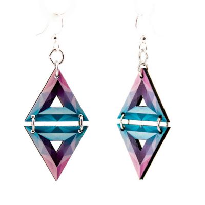 Wooden 3D Triangle Earrings