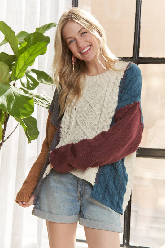 Fall Colorblock Sweater Top