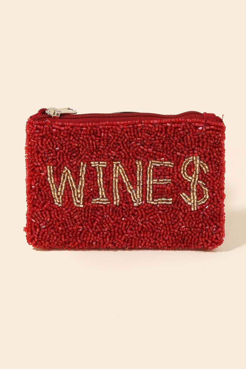 Wine $ Seed Beaded Coin Purse