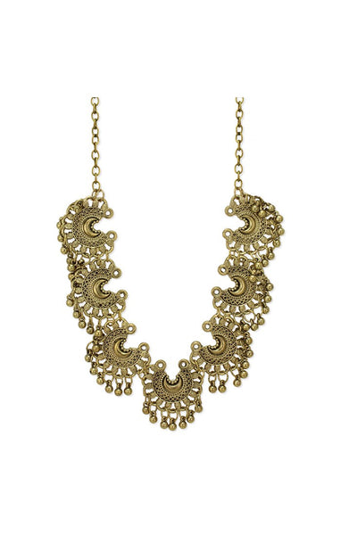 Crescent Charm Bib Necklace