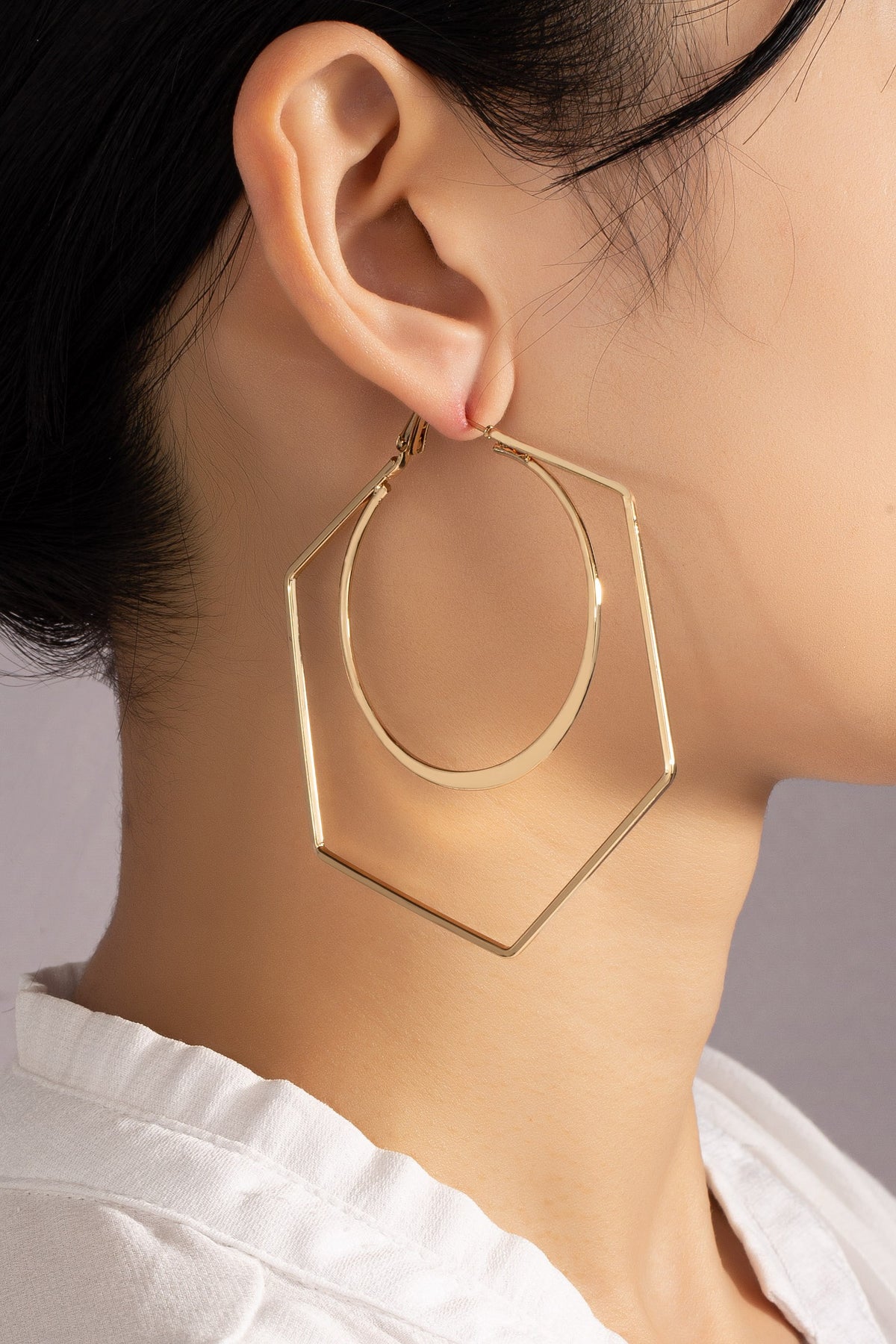 Metal Hexagon Hoop w/ Circle Hoop Inside