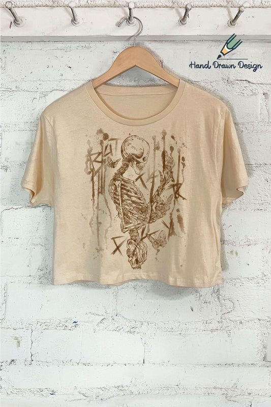 Skull Cropped Graphic Tee